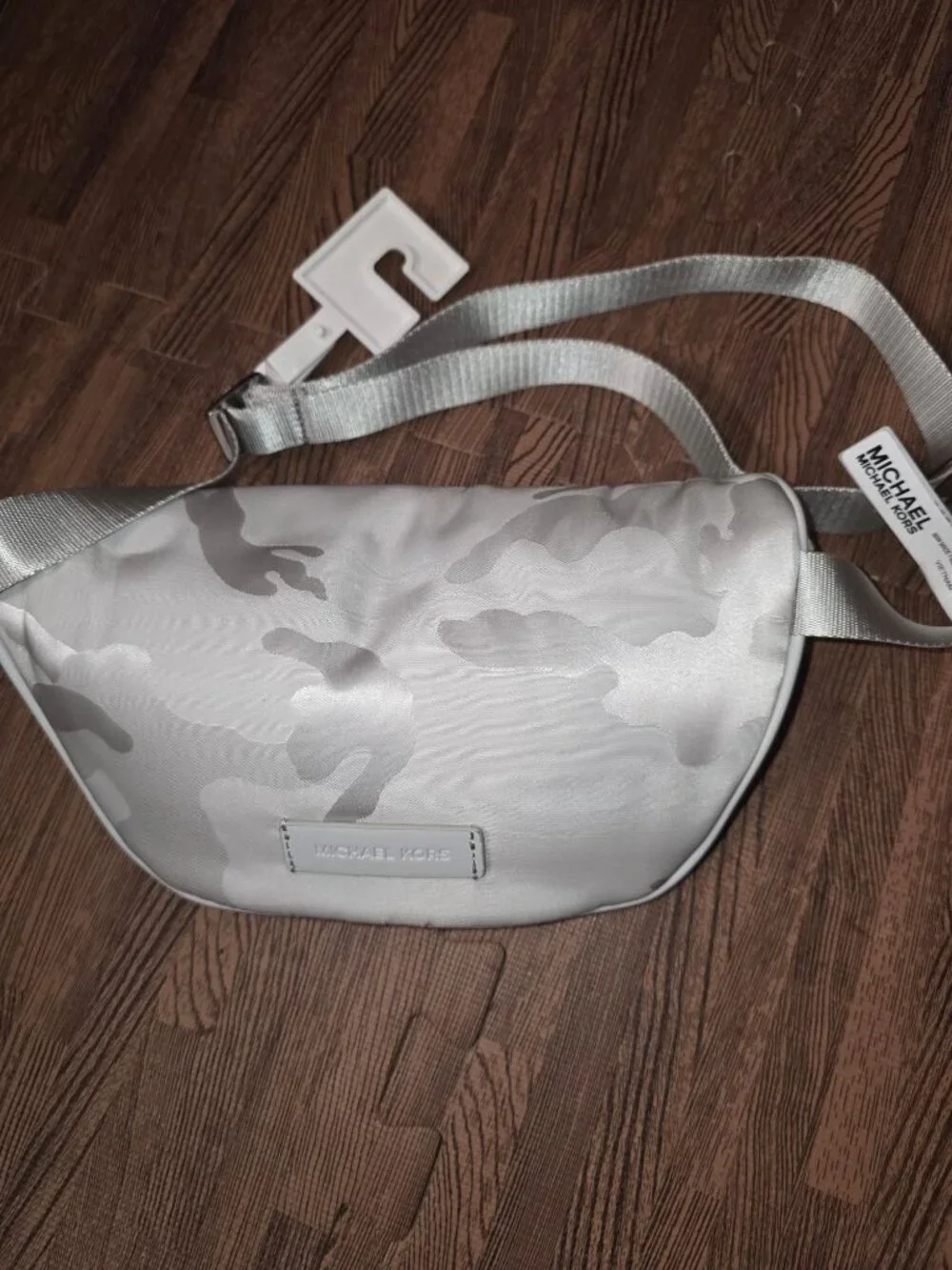 Michael Kors Silver Camo Belt Bag Adjustable Strap Nylon S/M